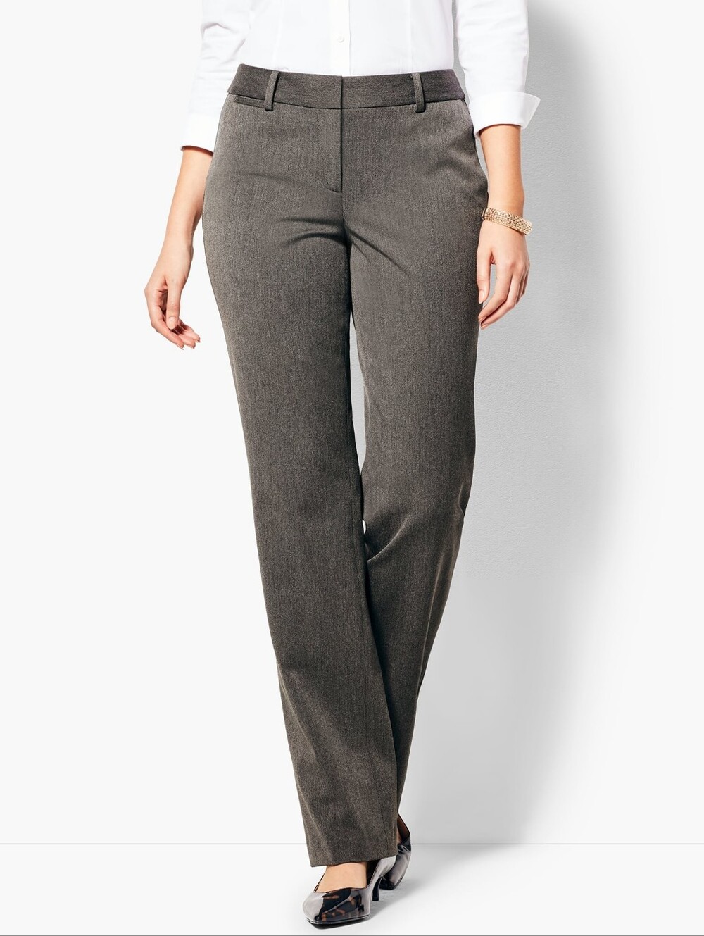 TALBOTS size 16 Barely Boot Pants Bootcut Leg Full Length Pockets Charcoal Gray